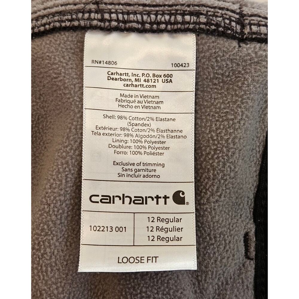 Carhartt Women’s 12 Regular Black Fleece Lined Loose Fit Work Utility Pants - Picture 4 of 7